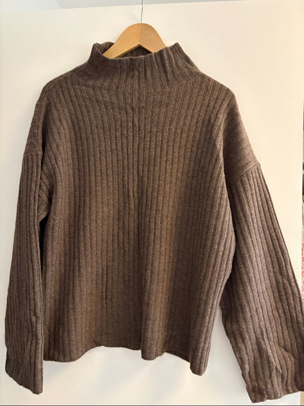 Reformation Ribbed Mock Neck Sweater - Brown
